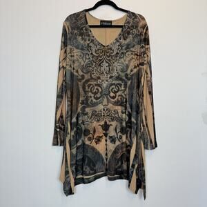 The Pyramid Collection shift dress XL 90s grunge rhinestone boho tie dye festval